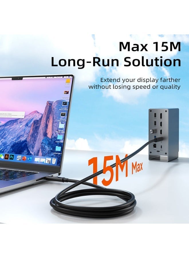 CABLETIME USB 3.2 GEN2X1 TYPE C TOTYPE C DP 4-LANE FULL FUNCTIONAL  CABLE | LONG USB C ACTIVE OPTICAL CABLE 60W 10GBPSG 8K60HZ VIDEO - Image 4
